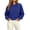Blue, variant on Women's Cropped Crewneck Sweatshirts Casual Long Sleeve Cropped Shirts with Kangaroo Pockets Solid Color Pullover Sweat Shirts