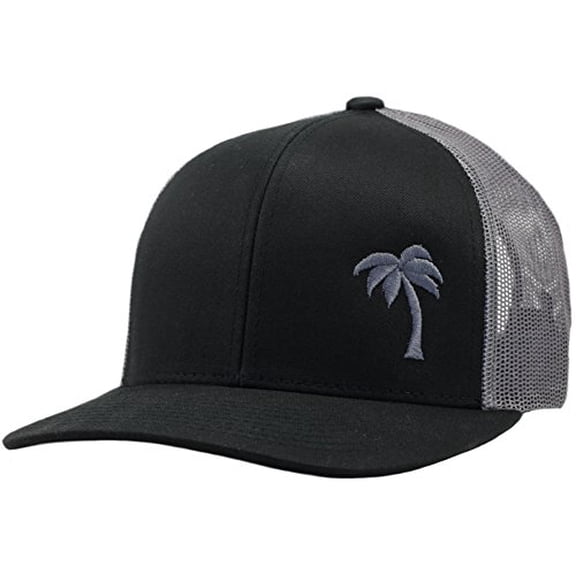 LINDO Trucker Hat - Palm Tree Series One Size Black/Aqua