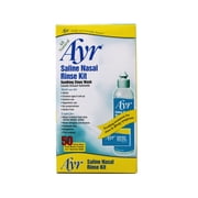 Ayr Saline Nasal Rinse Kit Soothing Sinus Wash with Applicator Bottle and 50 Packets