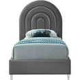 thumbnail image 3 of Meridian Furniture Lit Simple en Velours Gris Arc-en-Ciel, Fini Acrylique, 3 of 10