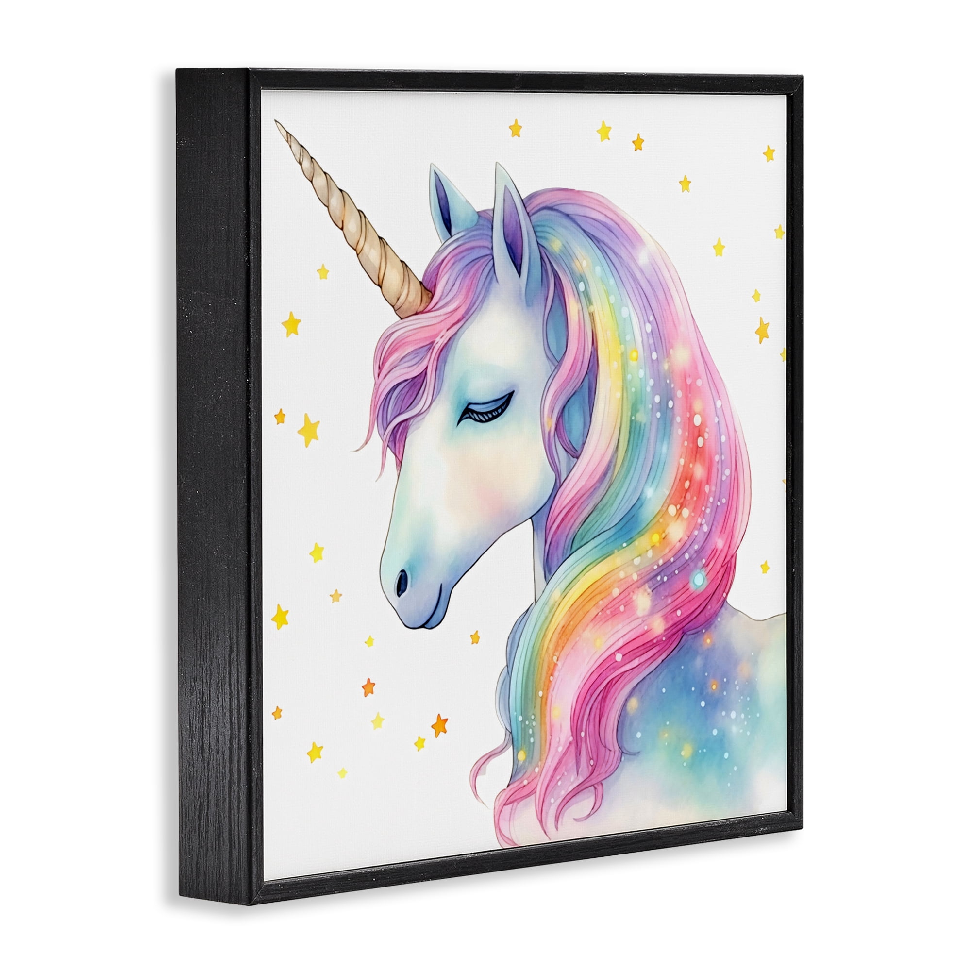 Stupell Industries Enchanted Rainbow Mane Unicorn Black Framed Giclee Art, design by Creative Studio