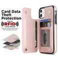 thumbnail image 5 of for iPhone 11 Wallet Case with Card Holder RFID Blocking, Kickstand Card Slots Case, Dimaond Patterned Elegent PU Leather,Double Back Flip Magnetic Clasp and Durable Shockproof Cover,Rosegold, 5 of 8