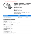 thumbnail image 2 of Rear Right Window Motor 1 - Compatible with 1998 - 2007 Lexus LX470 Sport Utility 4.7L V8 - Autopart Premium, 2 of 2