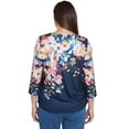 thumbnail image 2 of Alfred Dunner Womens Floral Knit Ruched Sleeve Top, 2 of 4