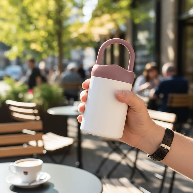 Vaso de agua de vidrio multicolor con asa | Taza de viaje portátil de 480 ml | Diseño a prueba de fugas que también sirve como soporte para teléfono | Regalo para actividades al aire libre