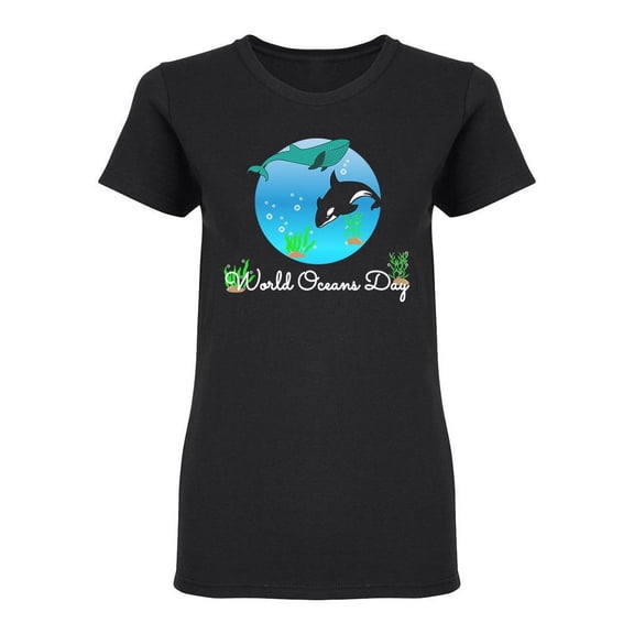 World Oceans Day Whales Shaped T-Shirt Women -Image by Shutterstock, Female x-Large