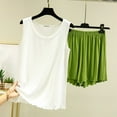 thumbnail image 3 of Wdfiry 2 Piece Pajamas Sets for Women Modal Tank Tops and Shorts Lounge Sleepwear Sets Solid Color Pleated Loose Sets, 3 of 3