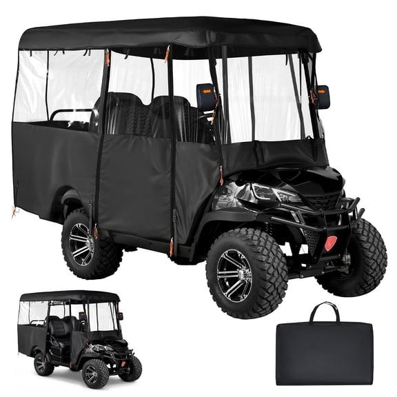 KFFKFF Golf Cart Cover, Full-Enclosure for 2 2/4 Passenger Carts, Durable Waterproof 420D Oxford Fabric with PVC Coating, Fits Various Models Including Club Car, Yamaha, and EZGO, Windproof Hook