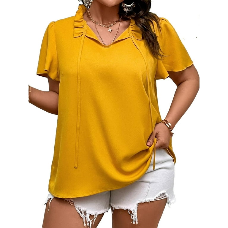 Women's plus clearance size yellow tops