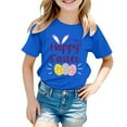 thumbnail image 1 of MIASHUI T-Shirt Graphique de Pâques à Manches Courtes pour Garçons, Confortable et Décontracté, Imprimé pour Filles, Bleu, 6-7 Ans, 1 of 4