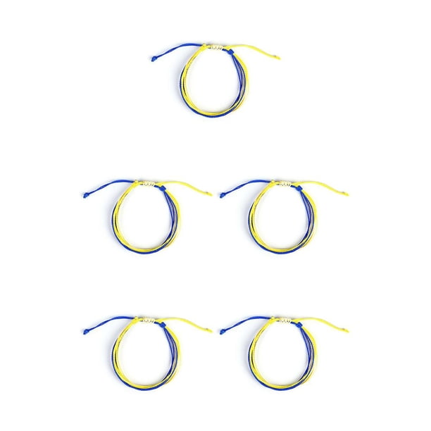 Qarigey de cuerda, joyería estética ajustable, pulseras bohemias únicas, cuerda de mano, regalo creativo para chicas adolescentes, azul oscuro azul oscuro + amarillo 5piezas Qarigey CBP251091