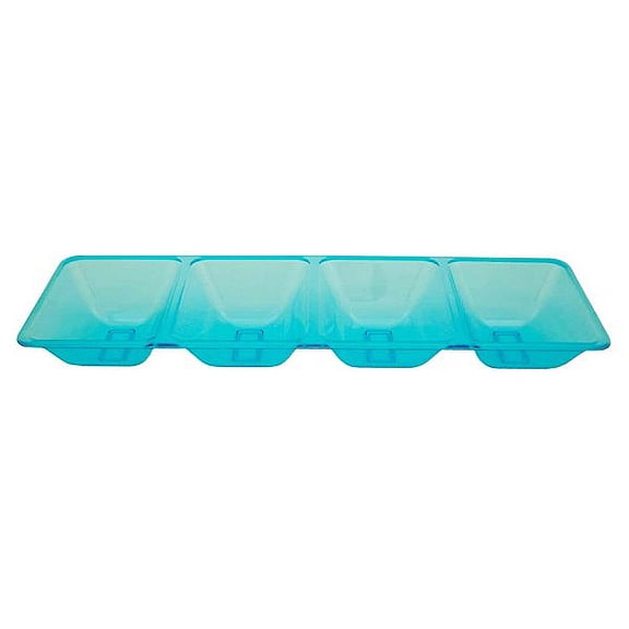 1 - Party Essentials 4 Compartment Rectangular. Tray - Neon Blue