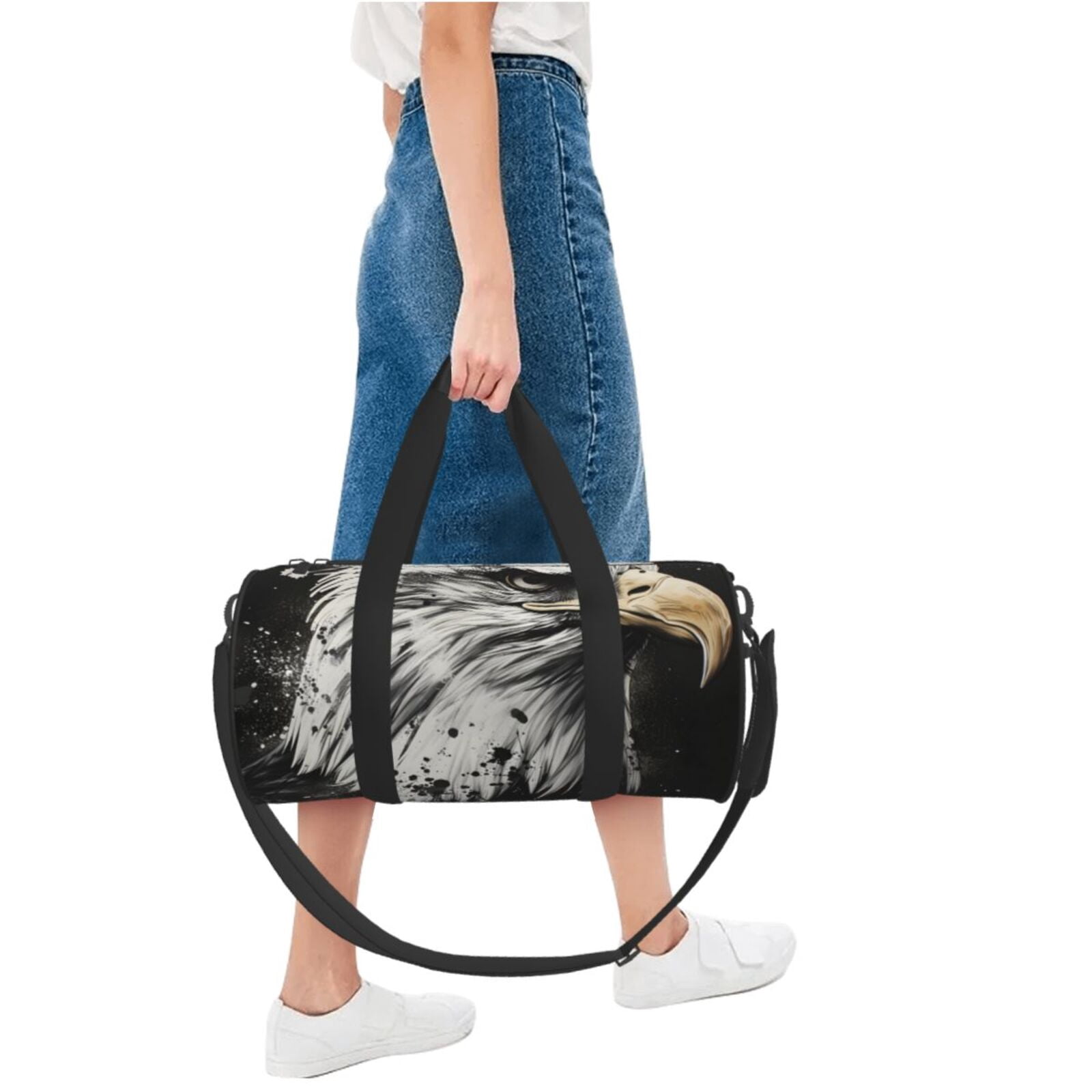 Defioc Ink Style Bald Eagle for Travel Duffle Bag,Weekender Bag Carry On Tote Bags Hospital Bag Large Capacity Sport Gym Bag for Men Women Fit for Trave, Gym,Weekend