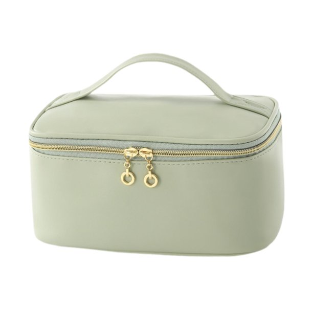 Bolsa de cosméticos con divisores, estuche de almacenamiento ligero de PU para baño de negocios Verde