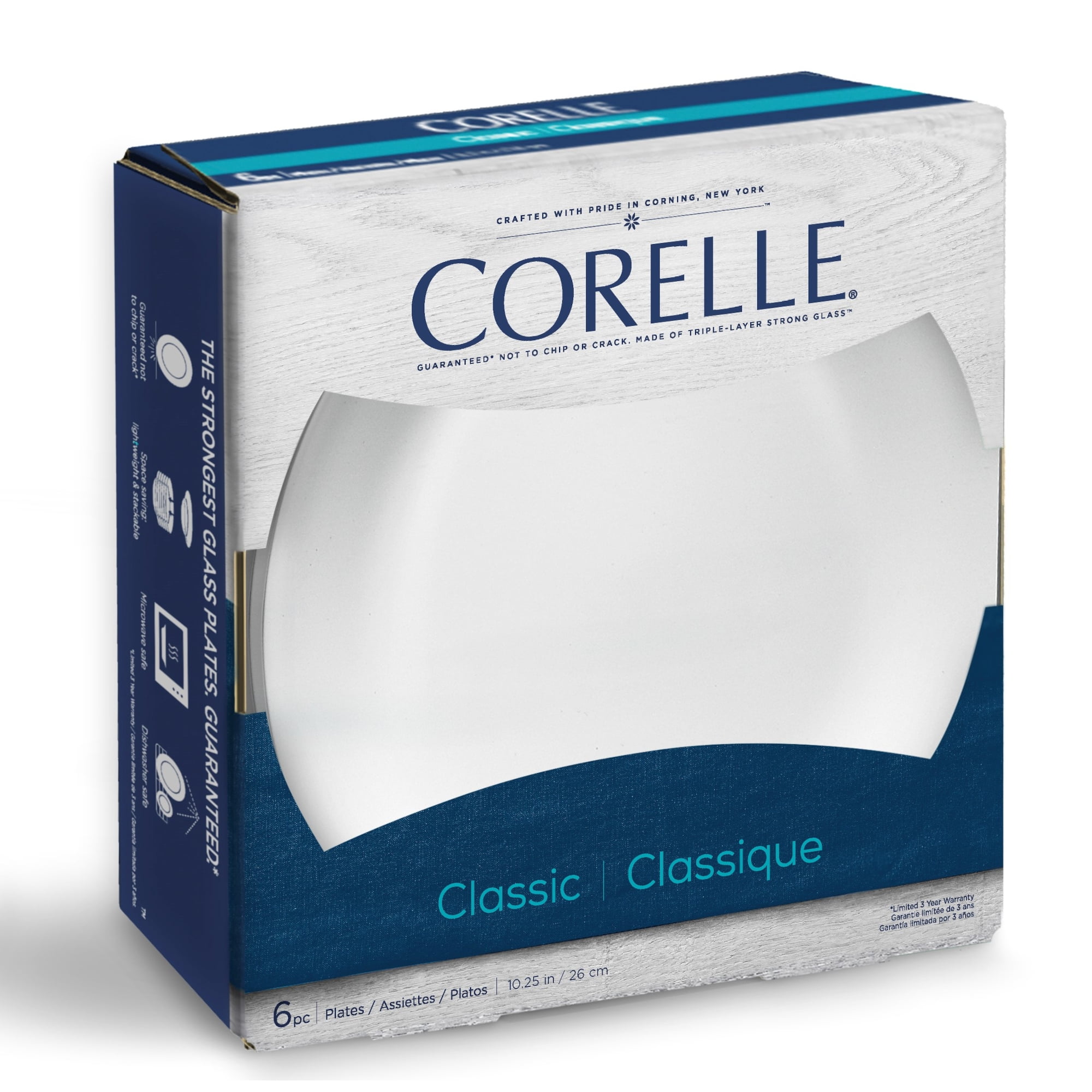 Corelle Winter Frost White, Round Dinner Plate, Set of 6