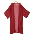 thumbnail image 4 of HAPPY BAY Women's Chiffon Summer Open Front Chunky Beach Beachwear Duster Kimono Cardigan for Women 1X-2X Red_AB905, 4 of 6