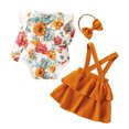 thumbnail image 6 of Odeerbi Clearance Autumn Girls Bib Overall Dress Kids Clothing Set Long Sleeve Jumpsuit Suspenders Skirt With Headband, 6 of 7