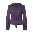 thumbnail image 4 of Summer Tops, Women'S Tops, Trendy Women's Long Sleeve Lapel Shirt with Casual Front Tie for Stylish Everyday Wear, 4 of 8