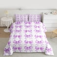 thumbnail image 2 of Feelyou Bowknot Teens Full Size Comforter Sets, Purple Watercolor Bow Bedding Sets, 3pcs, 2 of 8