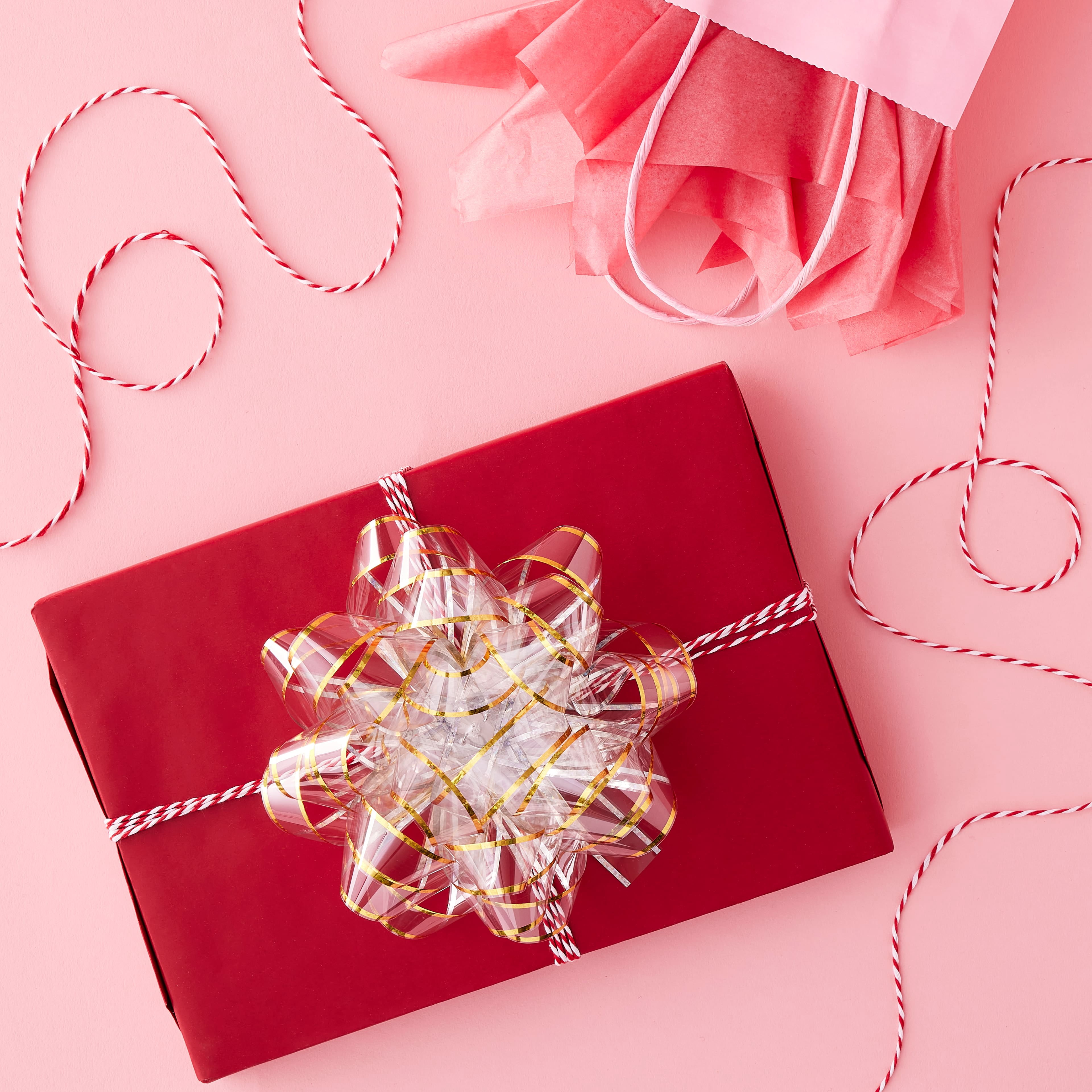 6" Clear & Gold Trim Gift Bow by Celebrate It – Plastic with Elegant Finish – Ideal for Gift Wrapping - Party Favors & Holiday Packaging - 12 Pack