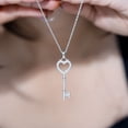 thumbnail image 6 of Rosec Jewels Lab Grown Diamond Heart Key Pendant Necklace - with Chain - Ready to Gift, 14K White Gold, 6 of 8