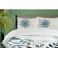 thumbnail image 2 of Ambesonne Floral Duvet Cover Set, Simple Flowers Leafy Modern, King, Eggshell Blue Grey, 2 of 4