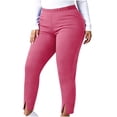 thumbnail image 2 of BRELIL Women's Plus Size High Waisted Stretch Ankle Pants Casual Solid Leggings Trousers Loose Fit Comfortable Yoga Lounge Pants Fall Winter Outfits, Hot Pink L, 2 of 9