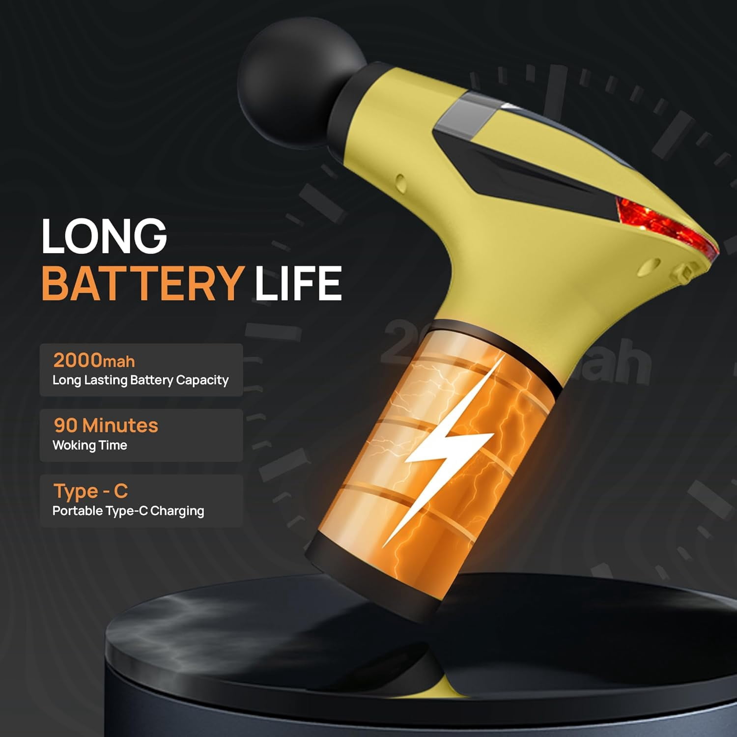 Deep Tissue Massage Gun with Belt & Handle, 12 Speeds LCD Screen, Quiet Motor for Muscle Recovery