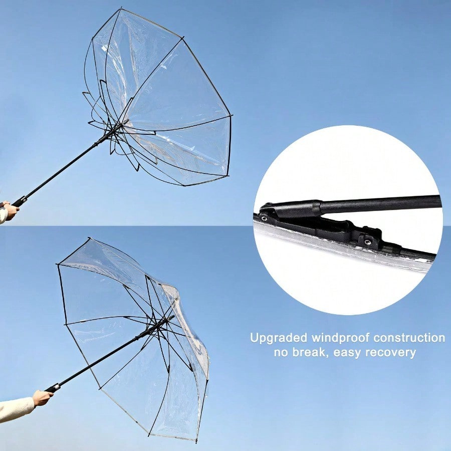 62 Inch Clear Golf Umbrella Transparent Auto Open Large Stick Umbrella Oversized Windproof Waterproof With Sleeve For Women Men