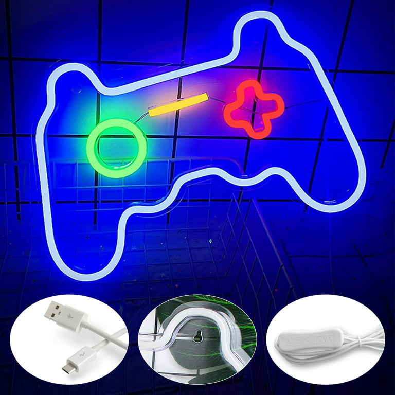 AurGun Game Control Neon Signs, 16x 11 Large Gamepad Shaped LED Neon Sign  for Bedroom Wall Decor Gaming Lights Gamer Birthday Festival Gifts for