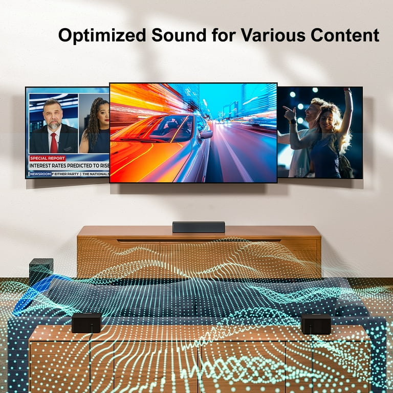 ULTIMEA 5.1 Surround Sound Bar, 3D Surround Sound System, 320W Sound bar for TV with Wireless Subwoofer and Rear Speakers, Surround and Bass Adjustable Home Theater TV Speakers