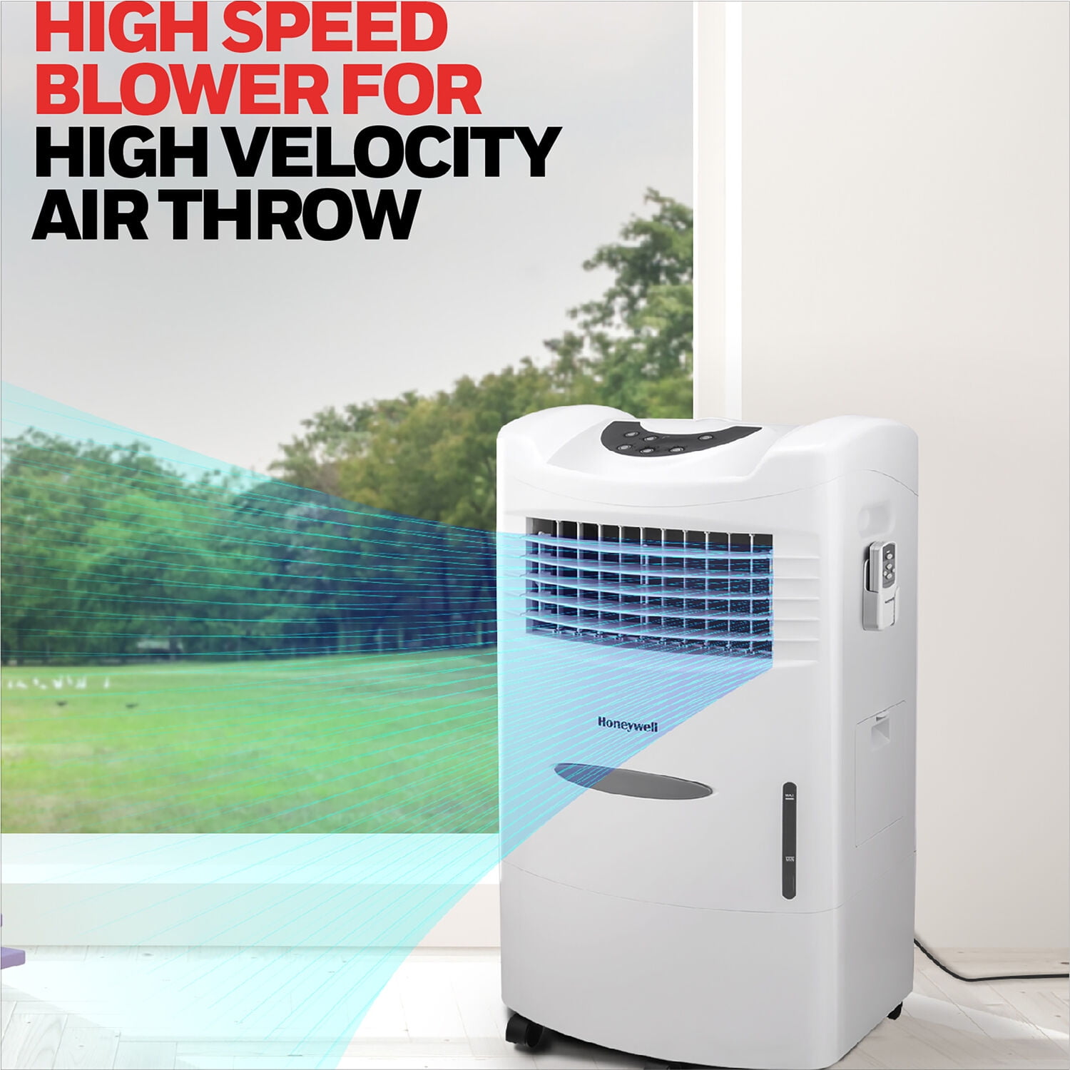 Honeywell 470 CFM Portable Indoor Evaporative Cooler with Remote Control, CL201AEWW
