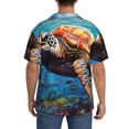 thumbnail image 3 of Lsque Colorful Underwater Sea Turtle print Men's Cuban Collar Short Sleeve Shirt Summer Beachwear Casual Button Down Fashionable Vacation Leisure Shirt-3X-Large, 3 of 7