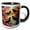 Black/White, variant on 3drose, Four Calling Birds, 11oz Two-tone Green Mug