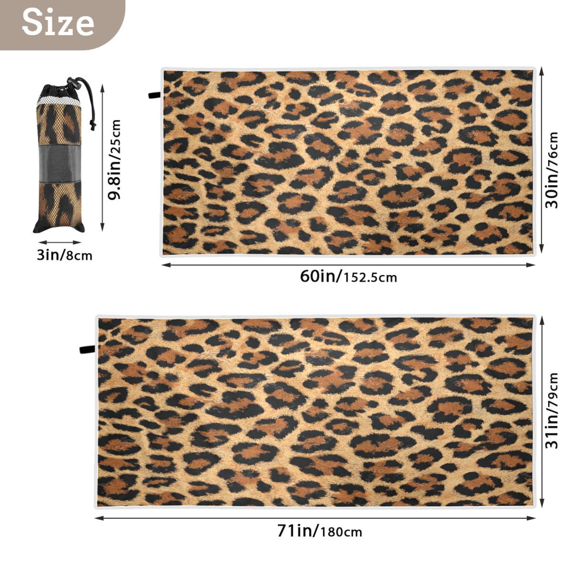 Quick-Dry Beach Towel 71x31in with Storage Bag, Sand Free Microfiber Towel for Travel, Swimming, Camping Wild Amber Cheetah