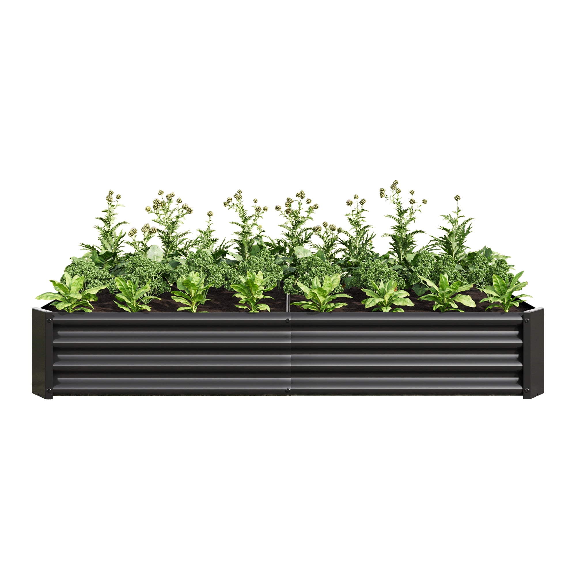 KINGGLE Galvanized Raised Garden Bed for Vegetables,Planter Raised Garden Boxes Outdoor,Metal Raised Garden Beds Steel Kit for Vegetables Flower Herb Patio Black Rectangle