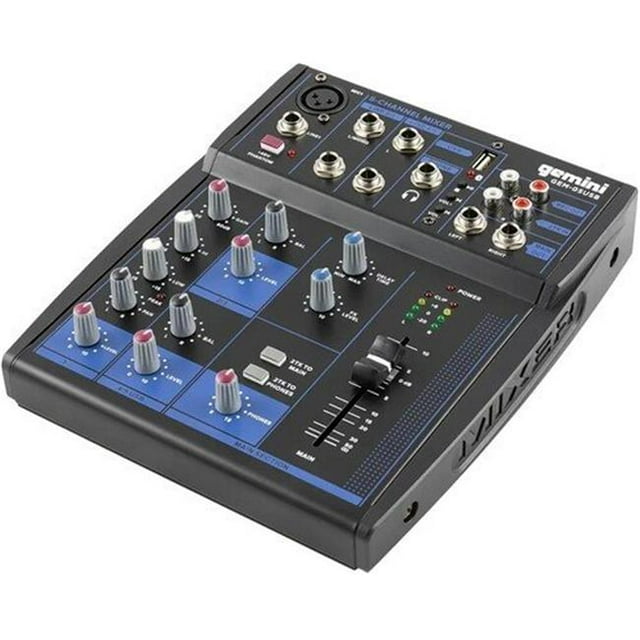 Gemini GEM05USB Mixeur USB 5 Canaux pour Enregistrement de Podcast