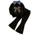 thumbnail image 4 of Caqnni 5-6 Years Toddler Clothes for Baby Girls Long Sleeve Sweatshirt Pants Girls Warm Fall Winter Outfits Set A195-Black, 4 of 4