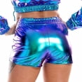 thumbnail image 2 of Charmgo Womens Shorts Clearance, Women's Retro Metallic Shorts Shiny Shorts Sparkly Hot Elastic Waist Rave Booty Dance Shorts for Women Trendy Blue XL, 2 of 6