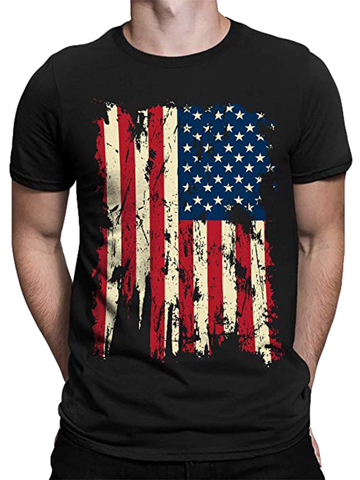 American Flag Black T-Shirt USA independence day Merica Patriot Graphic Tee 