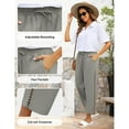 thumbnail image 4 of Stamzod Summer Pants for Women Fashion Solid Color Stretch Waist Vacation Beach Pants Daily Casual Straight Trousers Pants for Women with Pocket Gray C XL, 4 of 8
