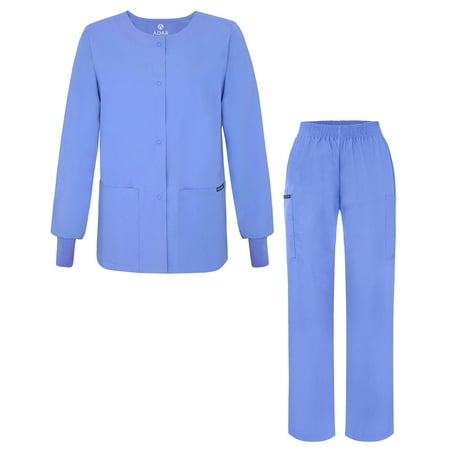 

Adar Universal Women s Scrub Set - Warm-Up Scrub Jacket and Elastic Pull-On Pants