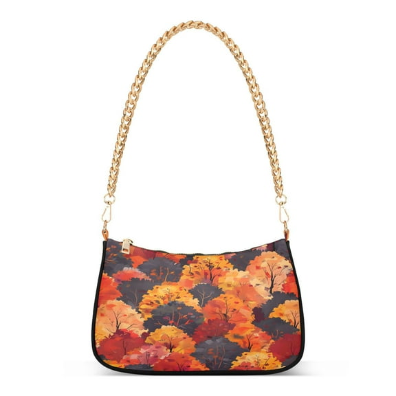 Ryvnso Autumn Trees Womens Chain Shoulder Bag Tote Handbags Clutch Hobo Purse with Zipper for Travel
