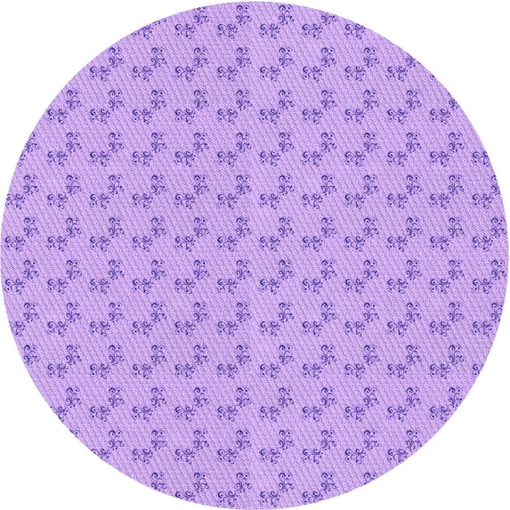 Ahgly Company Machine Washable Indoor Round Transitional Purple Area Rugs, 6' Round