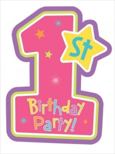 1st Birthday Girl Invitations w/ Env. (8ct)