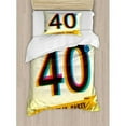 thumbnail image 3 of 40th Birthday Duvet Cover Set King Size, Vintage Style Graphic Banner Party Invitation Theme Optical Striped Design, Decorative 3 Piece Bedding Set with 2 Pillow Shams, Multicolor, by Ambesonne, 3 of 3
