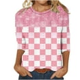 thumbnail image 2 of Aloohaidyvio Blouses for Women 3/4 Sleeve,Women's Dressy Casual Blouses 3/4 Sleeve Round Neck Trendy Tops Business Soft Basic Tees Summer 2024 Trendy Work Shirt, 2 of 4
