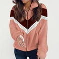 thumbnail image 1 of WREESH Womens Warm Lapel Coat Jacket Zipper Solid Splicing Long Sleeve Blouse Tops, 1 of 8