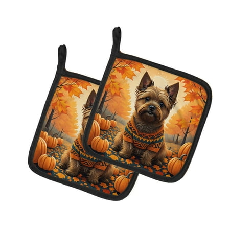 

Cairn Terrier Fall Pair of Pot Holders 7.5 in x 7.5 in