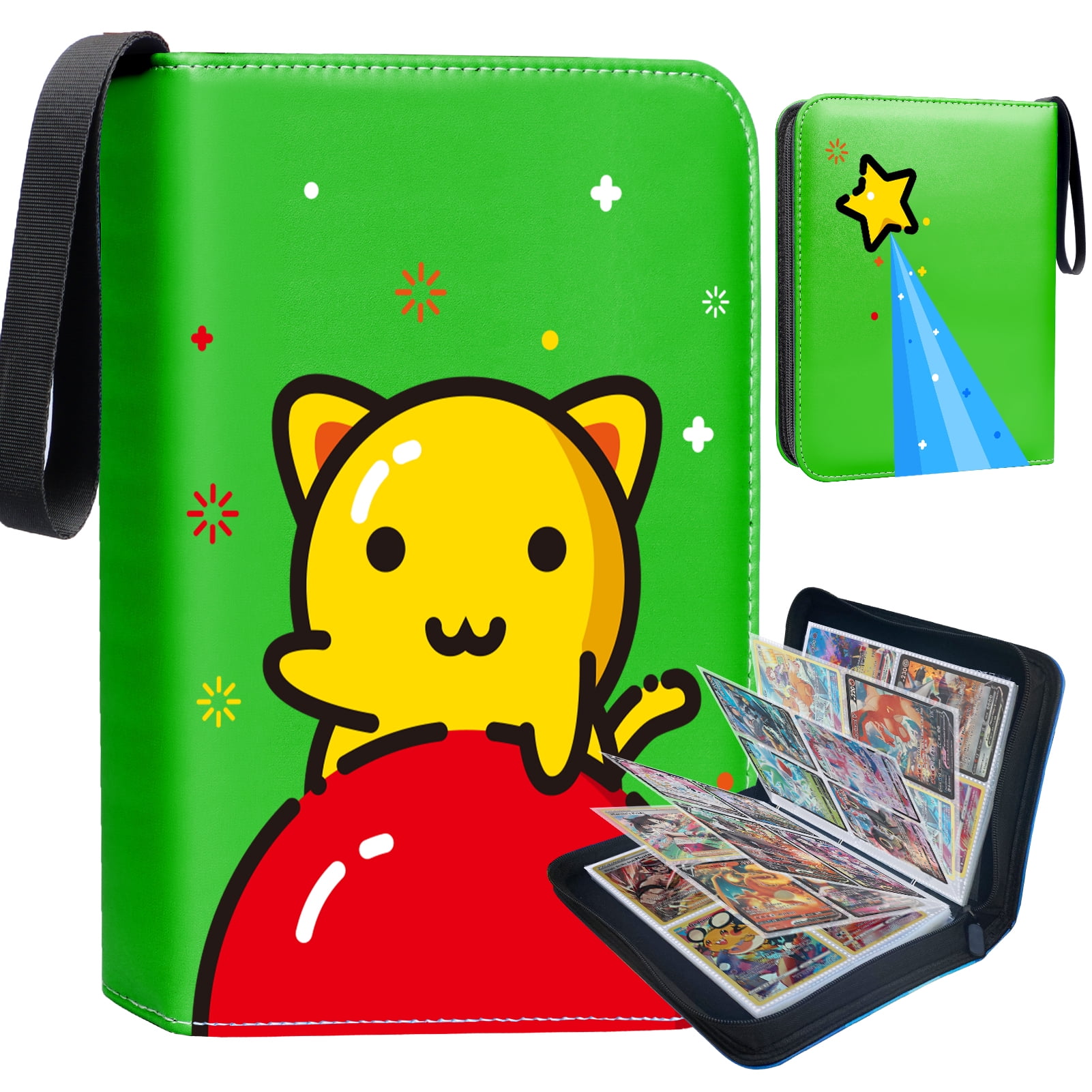 Trading Card Binder 4 Pocket Cards Collection Binders Game Card Case Book with 50 Removable